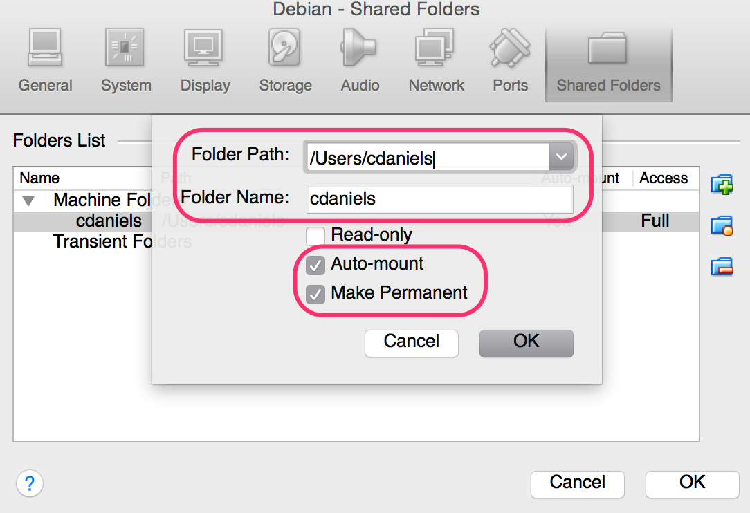 Folder settings